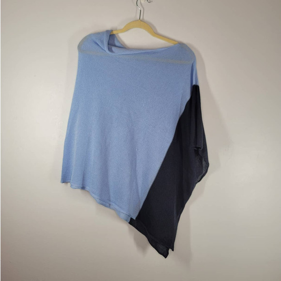 Wooden Ships Paola Buendia Colorblock Angled Poncho Size M/L Relaxed Fit Blue - Picture 1 of 4